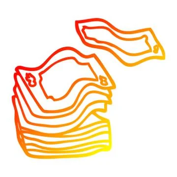Warm gradient line drawing cartoon big stack of money Stock Illustration