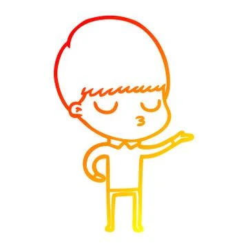 Warm gradient line drawing cartoon calm boy Ilustración de archivo