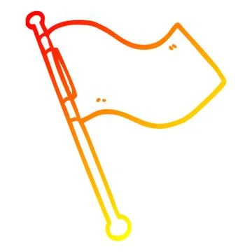 Warm gradient line drawing cartoon white flag waving Ilustração Stock