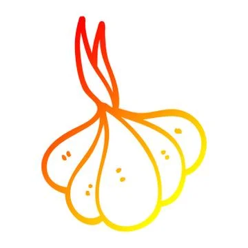 Warm gradient line drawing cartoon sprouting garlic Stock-Illustration