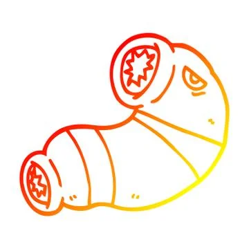 Warm gradient line drawing cartoon monster leech Stock Illustration