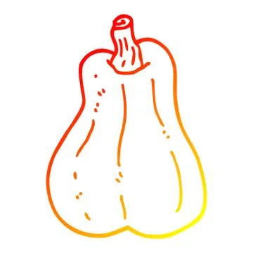 Warm gradient line drawing cartoon butternut squash Stock-Illustration