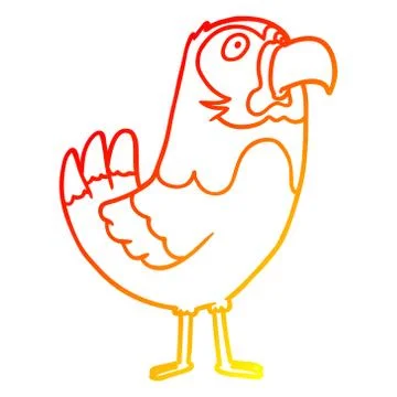 Warm gradient line drawing cartoon parrot Stock Illustration
