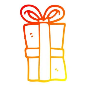 Warm gradient line drawing cartoon christmas present Ilustración de archivo