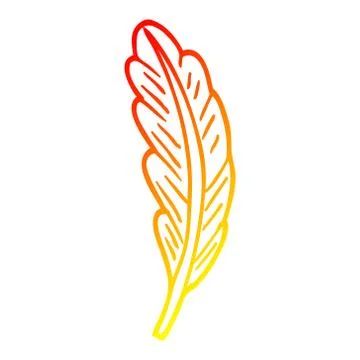 Warm gradient line drawing cartoon bird feather Illustrazione stock