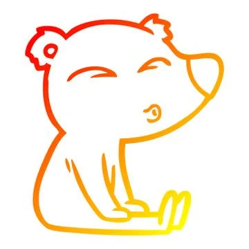 Warm gradient line drawing cartoon whistling bear sitting 스톡 일러스트