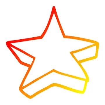 Warm gradient line drawing cartoon shooting star Stock-Illustration