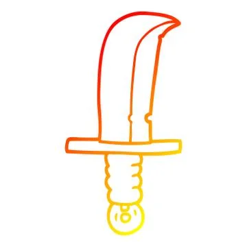 Warm gradient line drawing cartoon of an old bronze sword Illustrazione stock