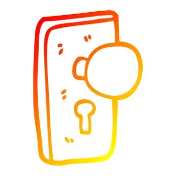 Warm gradient line drawing cartoon door handle with keyhole Illustration