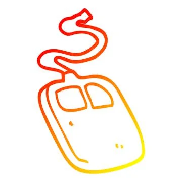 Warm gradient line drawing cartoon old computer mouse Stock Illustration