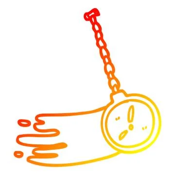 Warm gradient line drawing cartoon hypnotist watch Stock Illustration