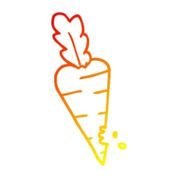 Warm gradient line drawing cartoon carrot with bite marks Stock Illustration