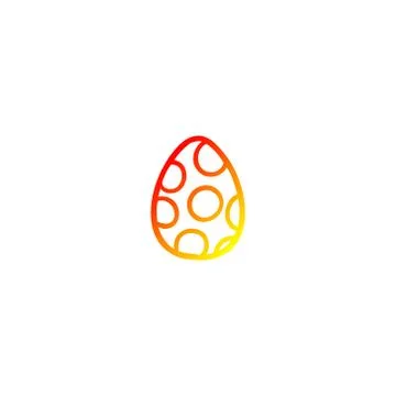 Warm gradient line drawing cartoon painted easter egg Stock Illustration