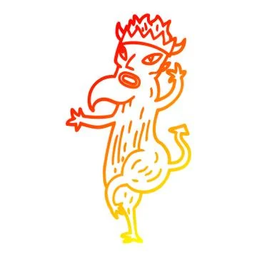 Warm gradient line drawing cartoon devil Stock Illustration