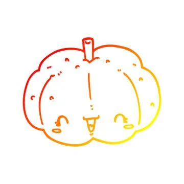 Warm gradient line drawing cartoon pumpkin Illustrazione stock