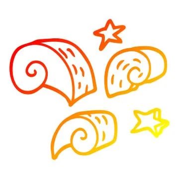 Warm gradient line drawing cartoon swirl decorative elements Stockillustratie