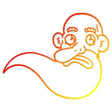 Warm gradient line drawing cartoon grumpy old man Illustrazione stock