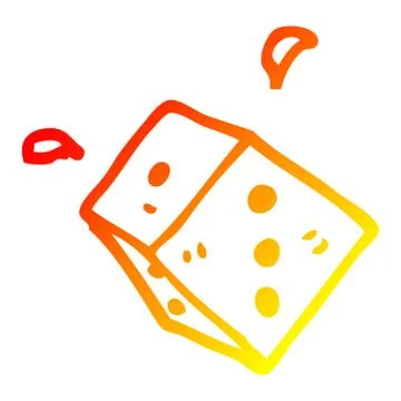 Warm gradient line drawing cartoon rolling dice Stock Illustration