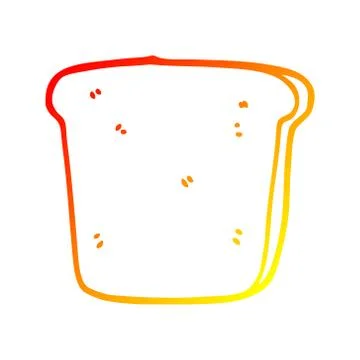 Warm gradient line drawing cartoon slice of bread 스톡 일러스트