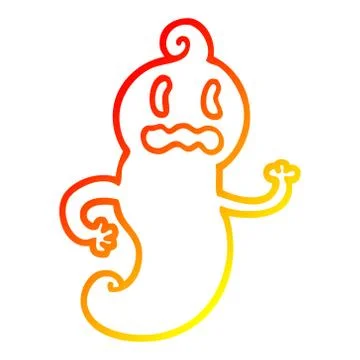 Warm gradient line drawing cartoon spooky ghost Ilustración de archivo