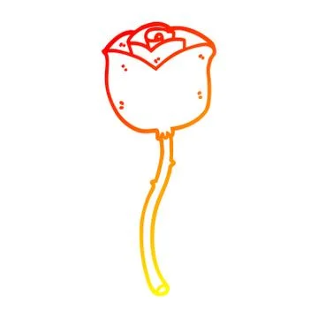 Warm gradient line drawing cartoon rose Ilustración de archivo