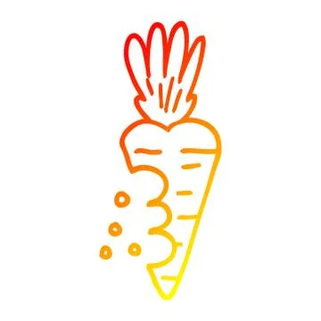 Warm gradient line drawing cartoon carrot with bite marks Stock Illustration
