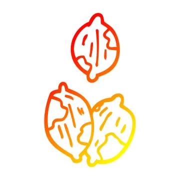 Warm gradient line drawing cartoon nuts in shells Stock Illustration