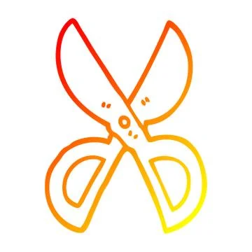 Warm gradient line drawing cartoon open scissors Stock Illustration