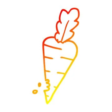 Warm gradient line drawing cartoon carrot with bite marks Stock Illustration