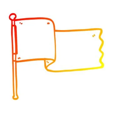 Warm gradient line drawing cartoon white flag waving Ilustração Stock