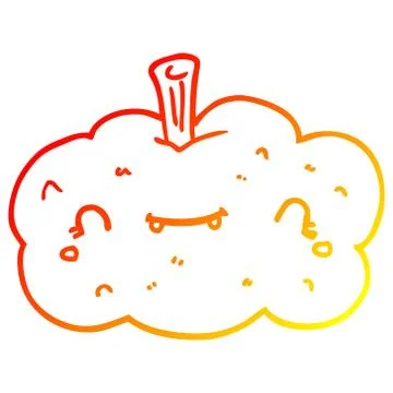 Warm gradient line drawing cartoon pumpkin Illustrazione stock
