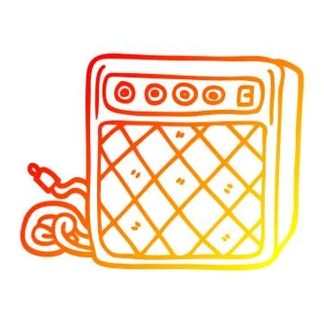 Warm gradient line drawing cartoon retro speaker system Stock Illustration
