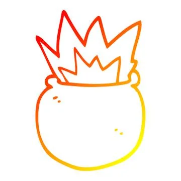 Warm gradient line drawing cartoon exploding cauldron Illustrazione stock