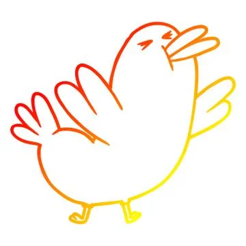 Warm gradient line drawing cartoon blackbird Stock Illustration
