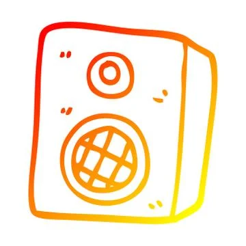 Warm gradient line drawing cartoon music speaker Stock Illustration