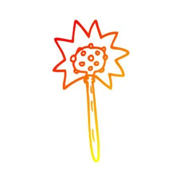 Warm gradient line drawing cartoon mallet Stock Illustration