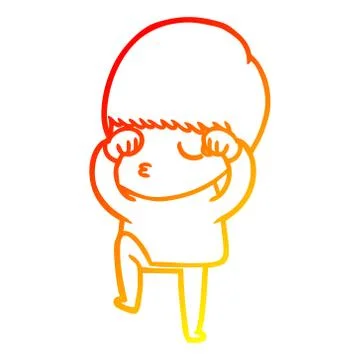 Warm gradient line drawing cartoon calm boy Ilustración de archivo