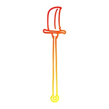Warm gradient line drawing cartoon bronze halberd Stock Illustration
