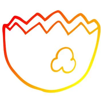 Warm gradient line drawing cartoon cracked eggshell Stock Illustration
