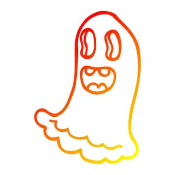Warm gradient line drawing cartoon spooky ghost Ilustración de archivo