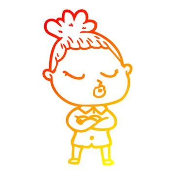 Warm gradient line drawing cartoon calm woman Ilustración de archivo