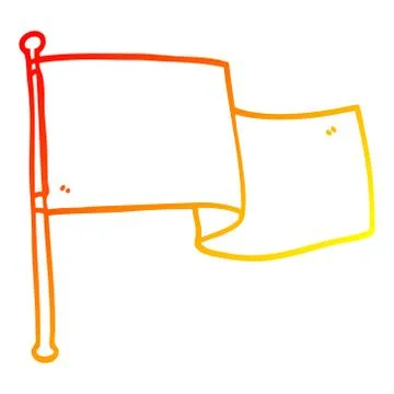 Warm gradient line drawing cartoon white flag waving Ilustração Stock