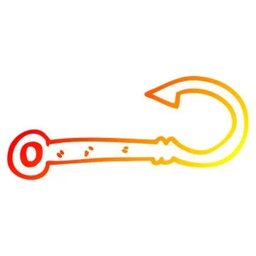 Warm gradient line drawing cartoon fish hook Stock Illustration