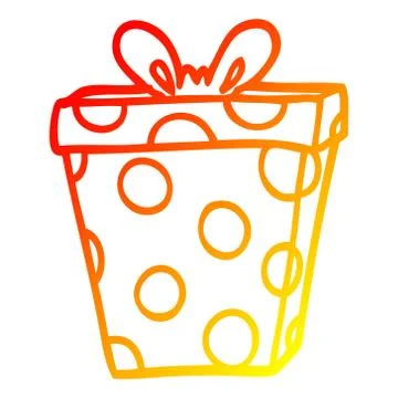 Warm gradient line drawing cartoon wrapped present Ilustración de archivo