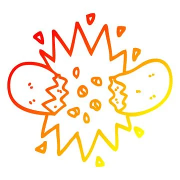 Warm gradient line drawing cartoon exploding sausage Stock Illustration
