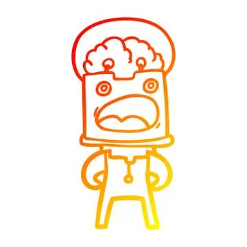 Warm gradient line drawing cartoon robot 스톡 일러스트