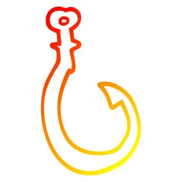 Warm gradient line drawing cartoon big fish hook Stock Illustration