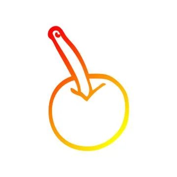 Warm gradient line drawing cartoon cherry Stock Illustration