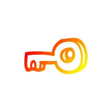 Warm gradient line drawing cartoon key Stock Illustration