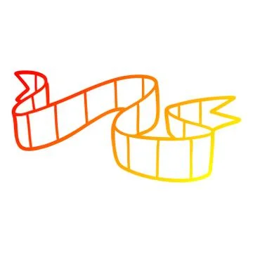 Warm gradient line drawing cartoon decorative scroll Stock Illustration